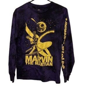 Marvin The Martian Looney Tunes Size Small Long Sleeved Tie Dye T-Shirt